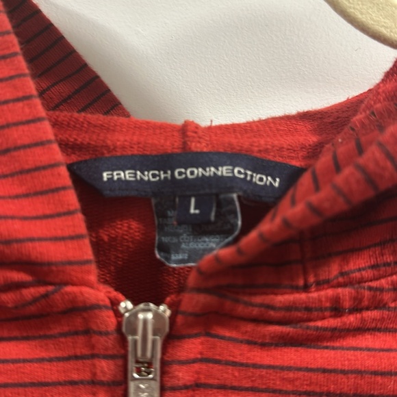 Red Black Striped FCUK Zip Up Hoodie French connection - Picture 3 of 5